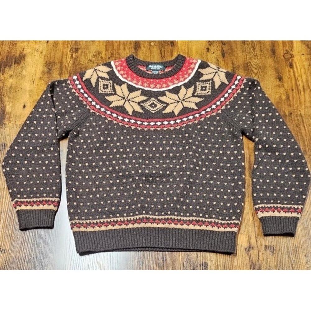 Brooks Brothers Country Club Multicolor Fair Isle Sweater Men Large Casmere Wool